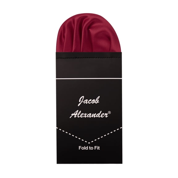 Jacob Alexander Men's Pre-Folded Puff Pocket Square Handkerchief Hanky - Red