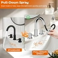 thumbnail image 2 of Chrome Bathroom Faucet 3 Hole with Pull Down Sprayer 2 Modes, Pull Down Bathroom Sink Faucet with Pop Up Drain, 8 Inch Widespread Faucet, 2 of 6