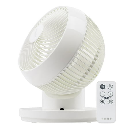 IRIS WOOZOO 360° Oscillating Fan with Remote & Timer, 3 Speed Settings, White