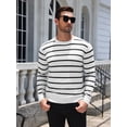 thumbnail image 3 of COOFANDY Men's Striped Crewneck Sweaters Long Sleeve Knit Pullover Lightweight Slim Fit Sweater, 3 of 8
