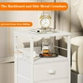 thumbnail image 5 of Nightstands Set of 2, End Table with 2 Fabric Drawers, Night Stand with 2 Hooks, Open Wood Shelf Bedside Table for Bedroom/Living Room/White, 5 of 18