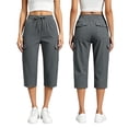 thumbnail image 2 of Cargo Pants for Women Ihhxva Women's Capri with Pockets Elastic Waist Sport Capris Lightweight Cotton Casual Hiking Summer Loose Fit Straight Leg S-3XL, 2 of 7