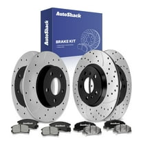 AutoShack Front & Rear Drilled & Slotted Brake Rotors Ceramic Brake Pads | Replacement for 2010 Chevrolet Impala 3.5L 3.9L V6 FWD | E-Coated | 12-PC Brake Kit | ShadowGuard