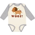 thumbnail image 3 of Inktastic Dachshund Hot Dog Funny Boys or Girls Long Sleeve Baby Bodysuit, 3 of 5