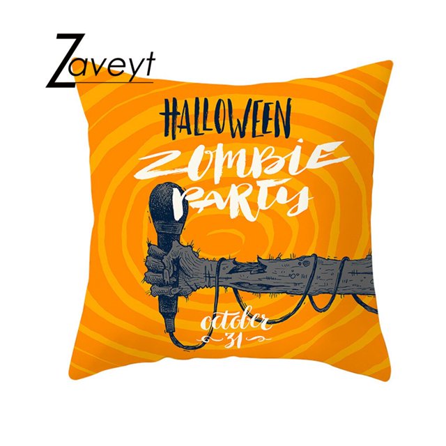 Funda de almohada geométrica con rayas onduladas para Halloween, cubierta de cojín con diseño de Calavera, calabaza, fantasma, castillo, truco o trato, 2023