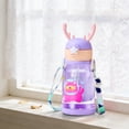 thumbnail image 2 of Plastic Tumbler with Straw, Antler Design Water Bottle, Large Capacity Cup with Lid, Portable Drinkware with Straw, Cute Tumbler for Everyday Use, Commuting, and Travel, 2 of 7