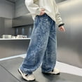 thumbnail image 4 of DHFJKG Boys Baggy Jeans Wide Leg Loose Fit Floral Denim Pants With Pockets For Kids Teens 4-16 Years Casual Wear Cozy Trousers, 4 of 4