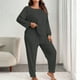 thumbnail image 1 of Pincandy Women's Plus Size Pajama Set - Crew Neck Long Sleeve Top & Pants, Casual & Comfortable for Homewear, 1 of 5