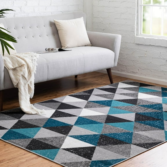 Unique Loom Valencia Collection Area Rug - Albufera (7' 10" x 10' Rectangle Gray/Black)
