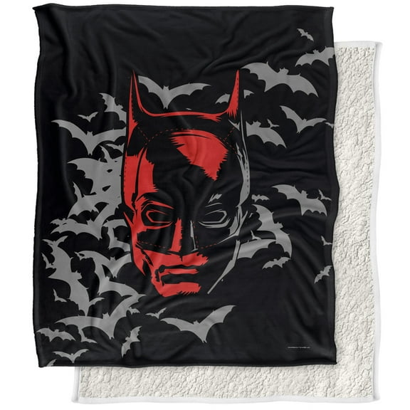 The Batman (2022) Blanket, The Batman Mask Silky Touch Sherpa Back Super Soft Throw Blanket