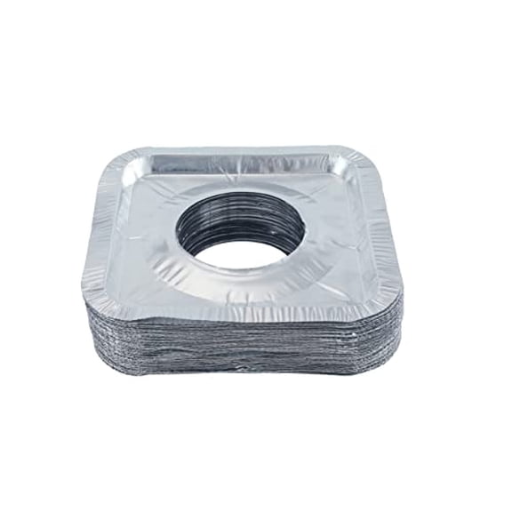 Gas Burner Liners 100 Pack 8.5" Disposable Aluminum Foil Square Stove Burner Covers Gas Range Protector Foil Liners to Catch Oil,Grease and Food Spills