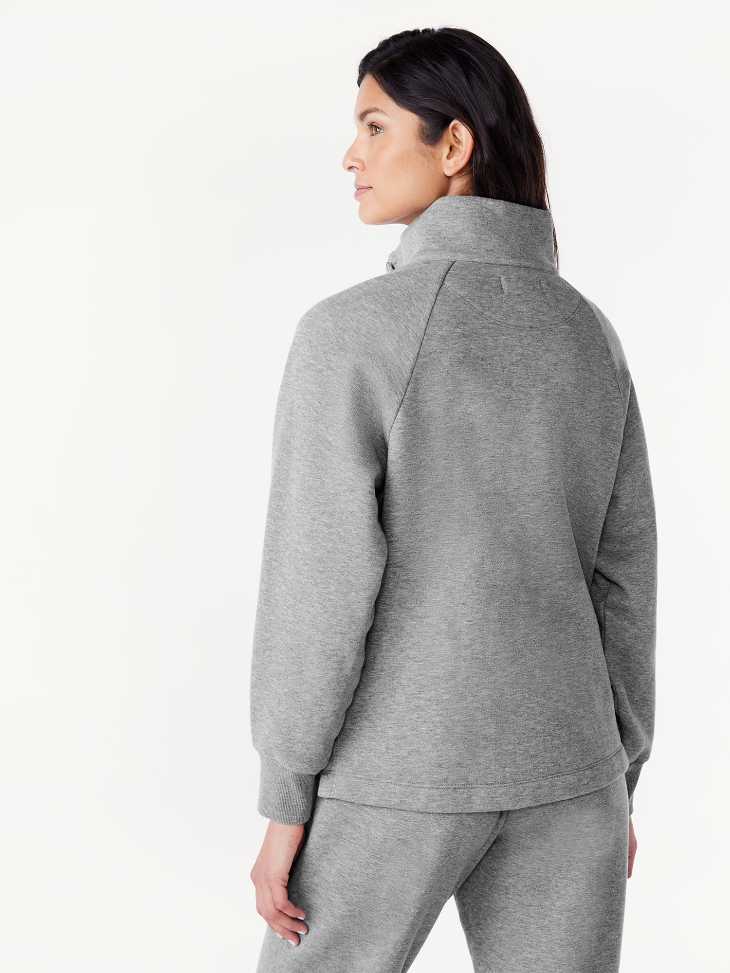 Free Assembly Women's Fleece Popover Sweatshirt with Raglan Sleeves, Size XS-XXXL