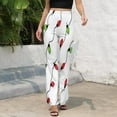 thumbnail image 3 of Christmas Lights Pattern on White High Waisted Casual Flared Trousers Summer Home Pants Gift Street Fashion Night Club Big Size Trousers, 3 of 5