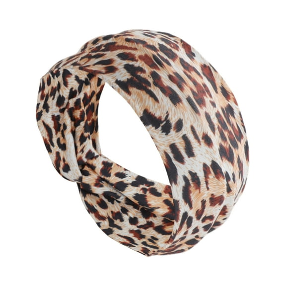 Unique Bargains 1 Pc Comfortable Headband Leopard Wide Headband for Sport Gold Tone