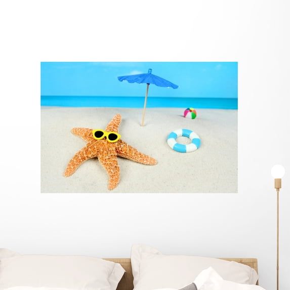 Sunbathing Starfish Wall Mural by Wallmonkeys Peel and Stick Graphic (36 in W x 24 in H) WM202990