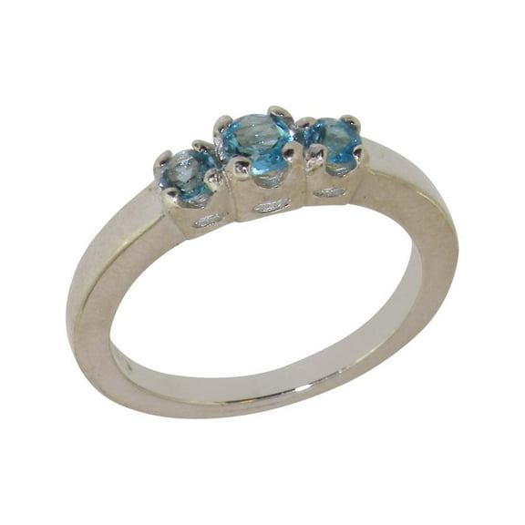 LBG British Made 10k White Gold Natural Blue Topaz Womens Anniversary Ring - 33 size options - Size 10