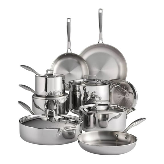 Open Box Tramontina 14-Piece Tri-Ply Clad 18/10 Stainless Steel Cookware Set