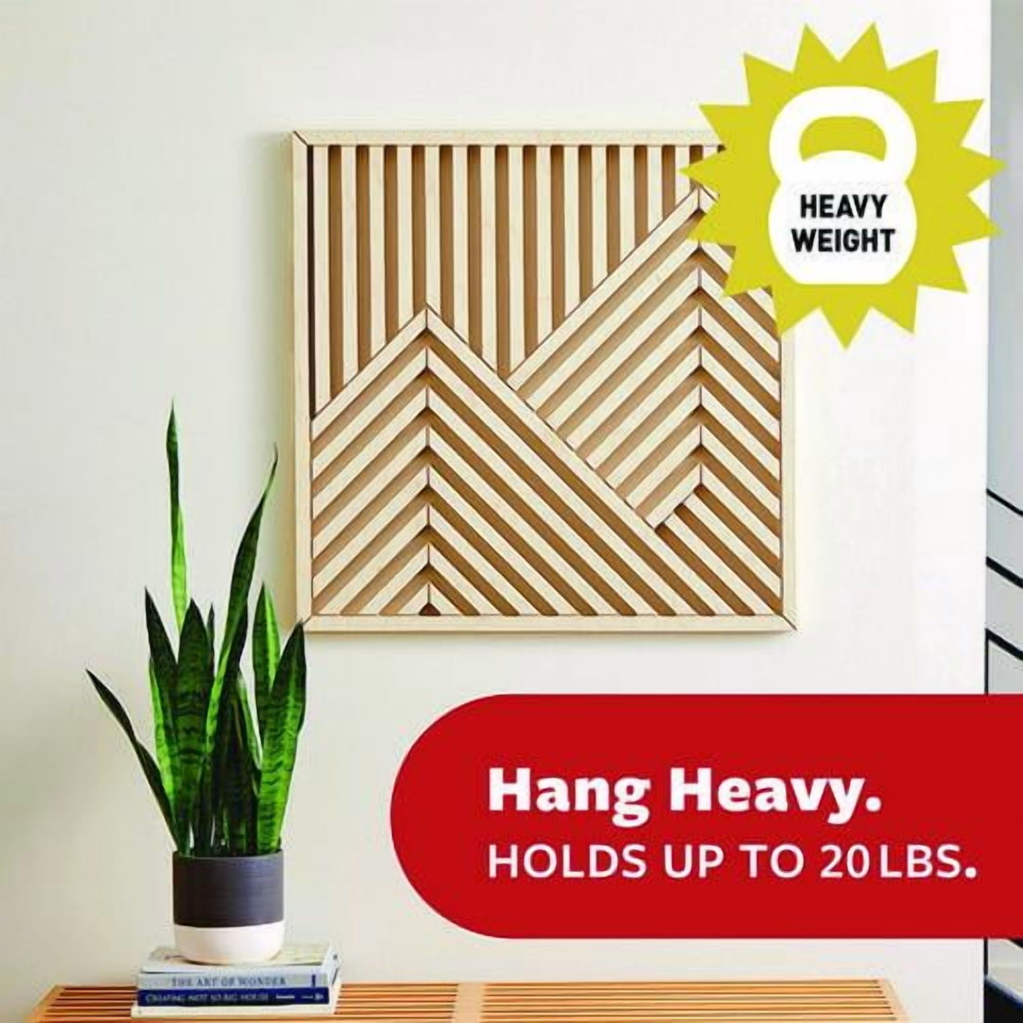 Picture Hanging Strips, X-Large, Removable, Holds up to 20 lbs per 4 Strips, Black, 4 Strip Pairs | Bundle of 5
