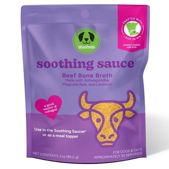 Stashios Soothing Sauce Beef Bone Broth Calming Powder Supplement for Dogs & Cats