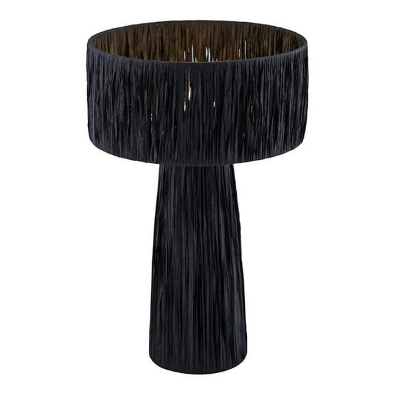 Maklaine Modern / Contemporary Raffia Fabric Black Table Lamp