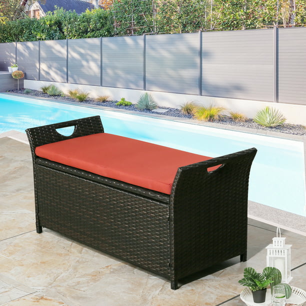 Ulax Furniture 27 6 Gallon Patio Wicker, Outdoor Furniture With Storage For Cushions