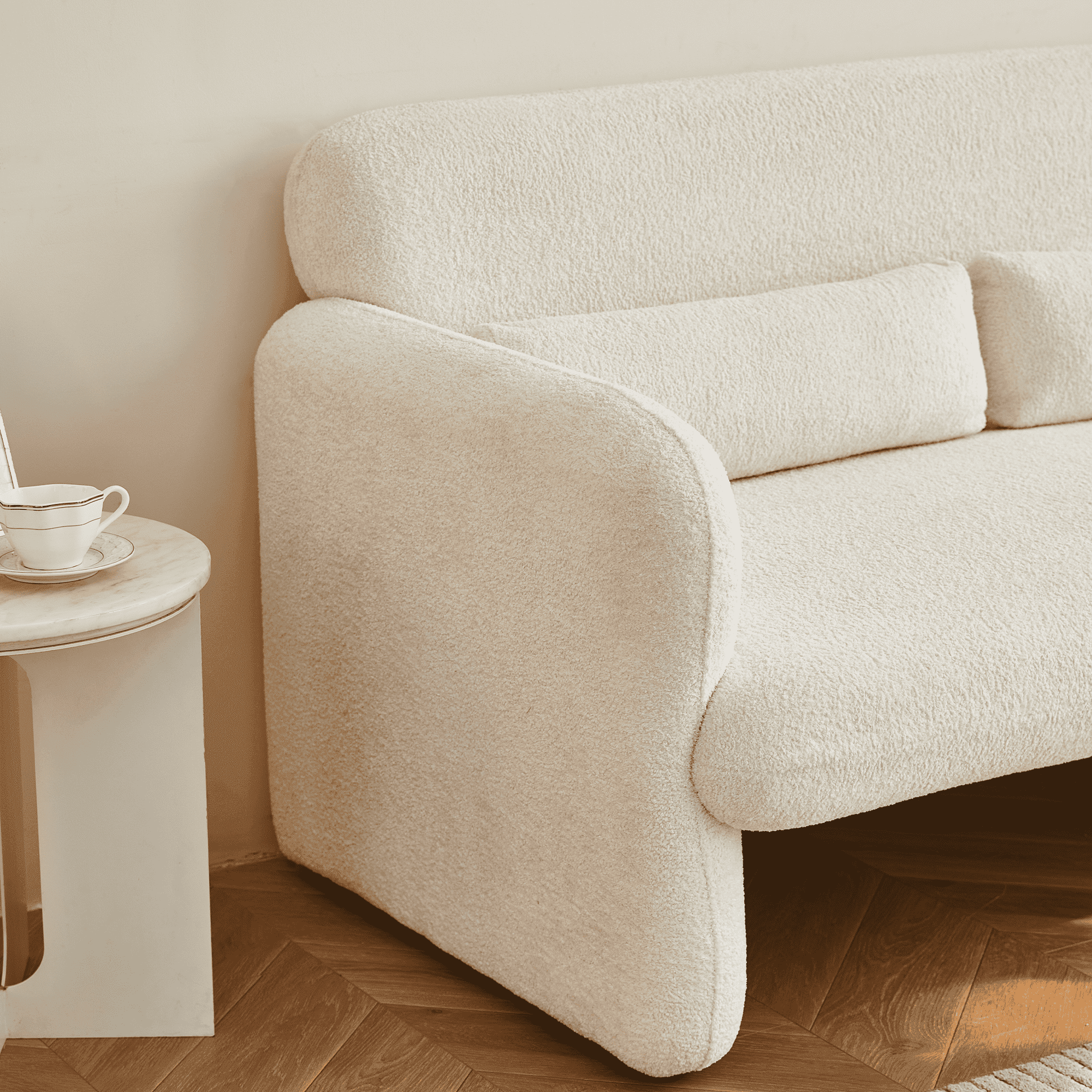 MAYEERTY 34 Inch Velvet Single Sofa Chair with Support Pillow Tool-Free Assembly for Apartment