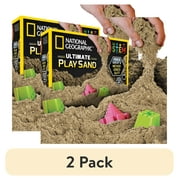 (2 pack) National Geographic Play Sand - 6 lbs of Sand with Castle Molds (Natural Sand color) - A Fun Sensory Sand Activity