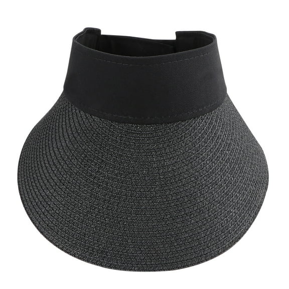 FENGGUIQU Women Sun Hats Wide Brim Sun Hat Black Straw 1Pack 13In Round Brim