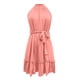 thumbnail image 5 of Vestido sin mangas con cinturón para mujer: diseño informal y elegante, detalles plisados, color liso, versátil para primavera/verano., 5 of 5