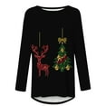 thumbnail image 3 of Uootdi Christmas Gifts Plus Size Long Sleeve Shirts Womens Xmas Gift Tree Santa Snowflake Deer Graphic Long Shirts Crewneck, 3 of 5