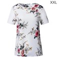thumbnail image 1 of Camiseta de mujer con estampado floral, manga corta, cuello redondo, blusa informal, blanco, XXL Methold AP001919-29, 1 of 6