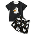 thumbnail image 4 of XIAOCHA Womens Halloween Ghost Print Pajama Set Loose Short Sleeve Crew Neck Sleepwear Soft Playful Sleep Pajamas Set, 4 of 4