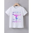 thumbnail image 1 of Summer Short-Sleeve T-Shirt with a 'Gymnast Girl' Print for Girls, 1 of 6
