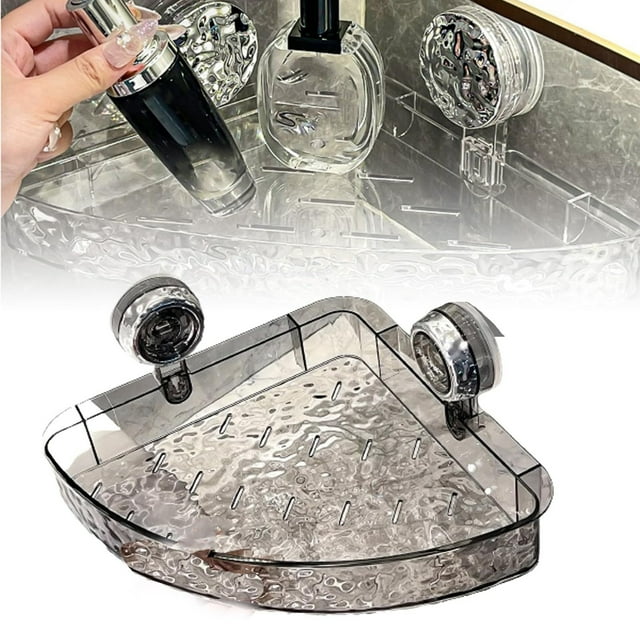 No Drill Wall Mount Suction Cup Shelf Glacier Pattern Light Style Removable Multifunctional Triangle Rectangle Storage Bathroom Shower Organizer