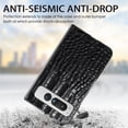 thumbnail image 4 of SaniMore for Google Pixel Fold 7.6" 2023 Case, Crocodile Texture PU Leather ull Protection with Tempered Glass Screen Protector Wear-resistant Vintage Folding Shell Shockproof Drop-resistant, Black, 4 of 8