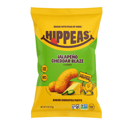 HIPPEAS Chickpea Puffs, Jalapeno Cheddar Blaze, Gluten Free, Dairy Free, 4g Protein, 4 oz