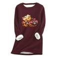 thumbnail image 2 of Babysbule Tops for Women Women Thick Fleece Sweatshirt Long Sleeve Print Velvet Warm Round Neck Underwear Tops, 2 of 3