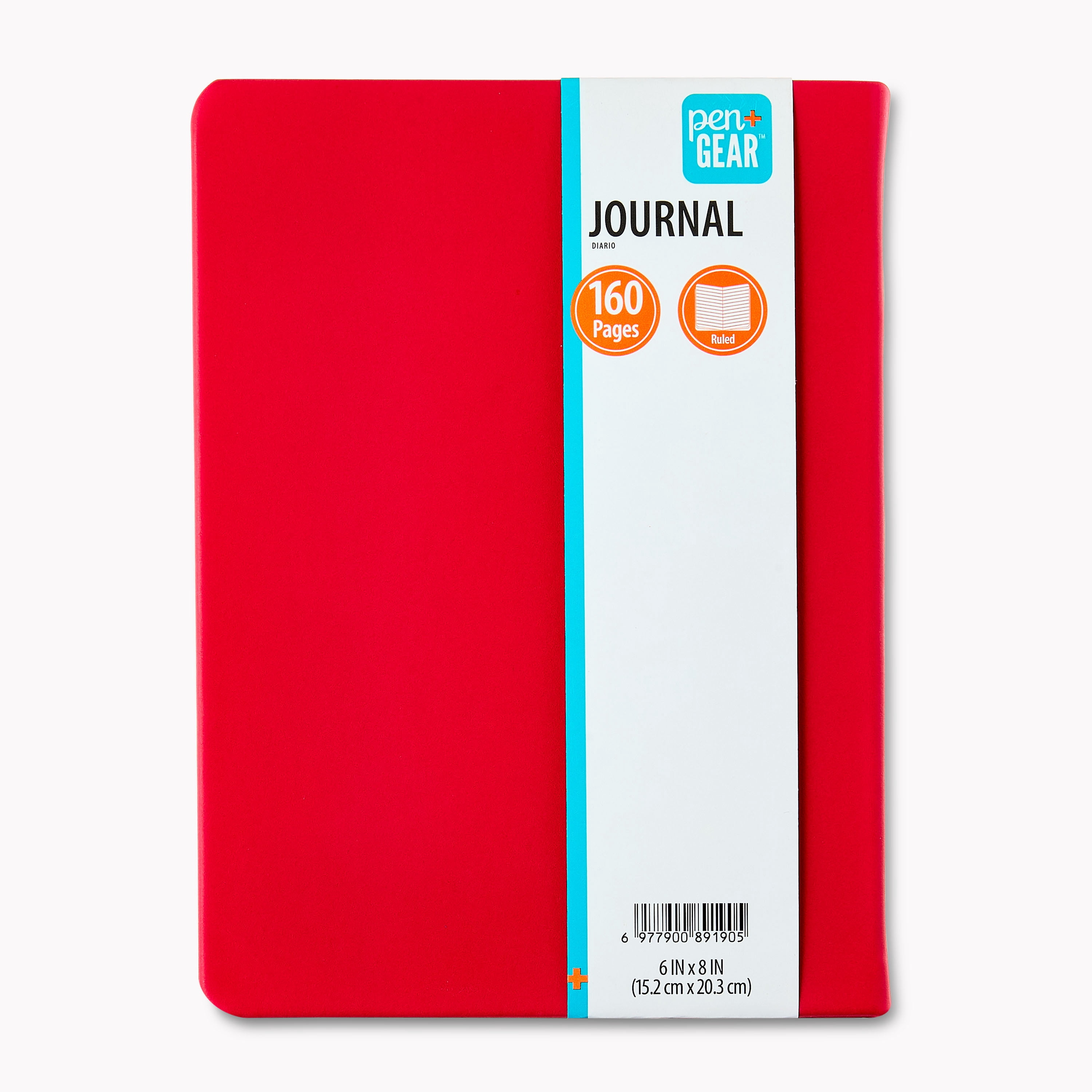 Pen+Gear Ruled Faux Suede Journal, 6" x 8", Red and Gold Strawberry, 160 Pages