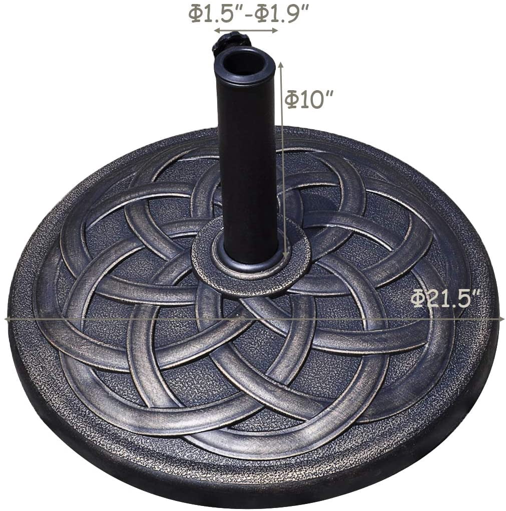 WBTER 43lbs Patio Market Umbrella Base, Heavy Duty Outdoor Stand, Cast Iron Umbrella Holder for Garden Beach, Classic Round Umbrella Standing Deck Porch