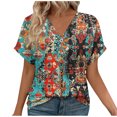 thumbnail image 1 of Camisetas de Manga Corta para las Mujeres, Impresión de Moda Divertido, Camisetas de Cuello en V para las Mujeres, 1 of 6