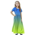 thumbnail image 6 of Short Sleeve Dresses for Girls with Pockets 4-14Y Teens Kids Trendy Crew Neck High Waisted Gradient Printed Beach A-Line Maxi Dress, 6 of 8