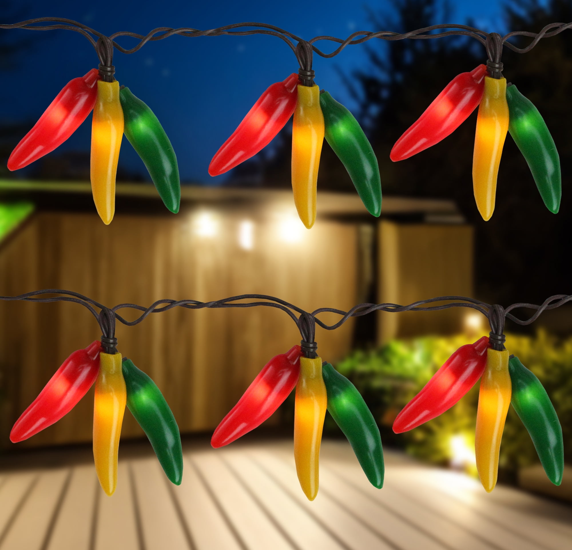 特価 35 Lights Novelty Light Pepper Chili Fiesta Red/Green/Yellow アウトドア・エクステリアライト