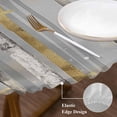 thumbnail image 4 of Abstract Plant Round Fitted Table Cover Trees Forest Gold Oil Painting Waterproof Table Cloth with Elastic Edge Wipeable Tablecloth for Picnic Camping Party Fits 36"-44" Diameter, 4 of 8