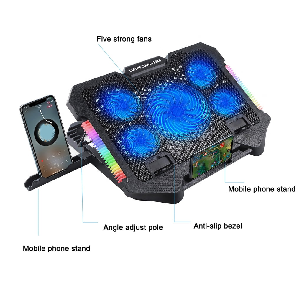 LED Laptop Cooling Pad Gaming Laptop Coolers Laptop Fan Cooling Stand with Quiet Cooling Fan for Laptop 2 USB Port