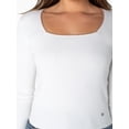 thumbnail image 3 of Celebrity Pink Women's Long Sleeve Square Neck Rib Top, Size XS-XXXL, 3 of 7