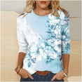 thumbnail image 3 of COM1950s Blouses pour Femmes, Blouses pour Femmes Mode, T-Shirt Imprimé Mode Féminine Manches 3/4 Blouse Col Rond Décontracté, Blouses pour Femmes Mode, T-Shirts pour Femmes, Blouses pour Femmes Décontractées, 3 of 4