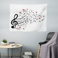 thumbnail image 1 of Music Tapestry, Learning Treble Chef Music Melodies Motifs on Plain Backdrop, Fabric Wall Hanging Decor for Bedroom Living Room Dorm, 5 Sizes, White Dark Coral, by Ambesonne, 1 of 1