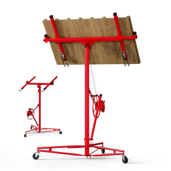 11 FT Drywall Lifter Sheetrock Lift,Drywall Rolling Lifter Panel,150LBS Heavy Duty Sheetrock Hoist Panel Hoist Jack With 360° Adjustable Telescopic Arm & 3 Lockable Wheels