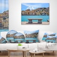 thumbnail image 3 of Designart Seafront Bench in Port Santo Stefano - Seashore Throw Pillow - 18x18, 3 of 4