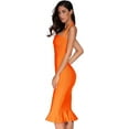 thumbnail image 3 of Womens Halter Fishtail Bandage Party Dress Elegant Wedding Guest Dress Color Orange Large, 3 of 4